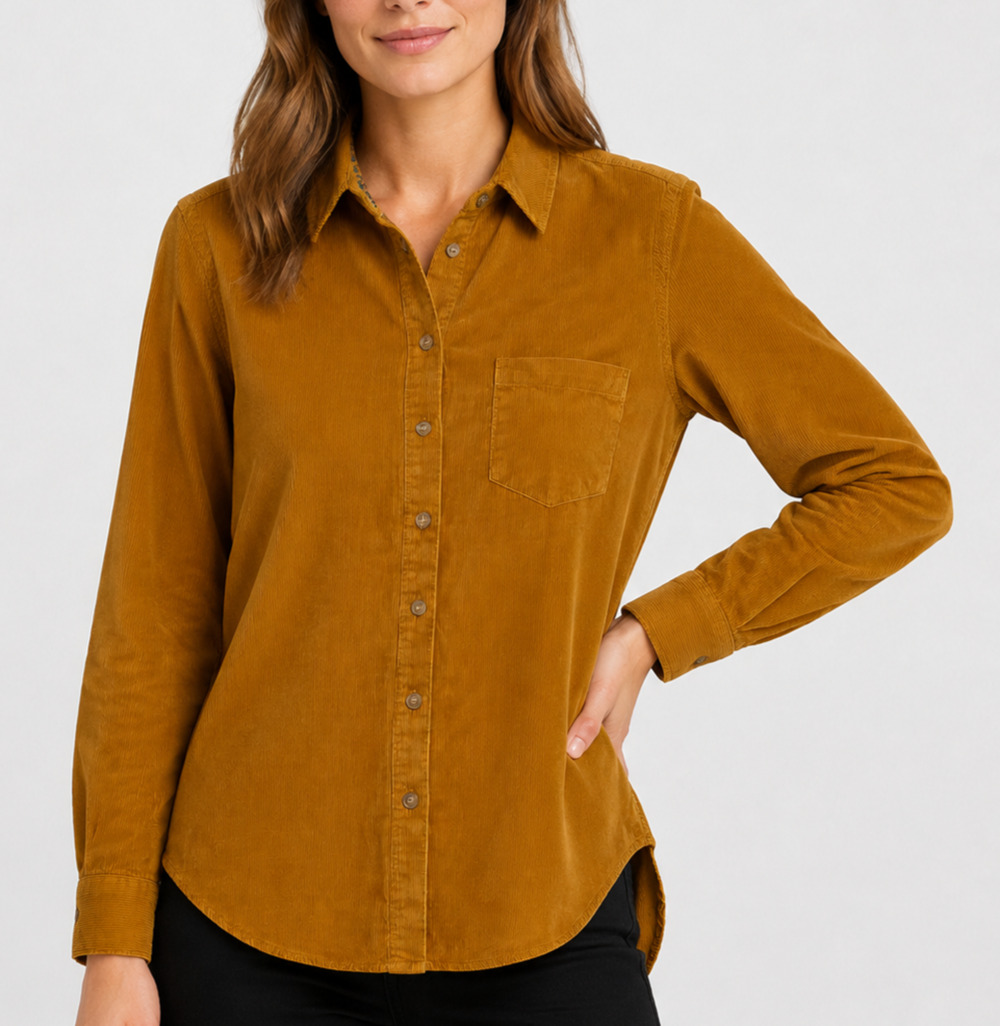 Anthropologie Building 18 Corduroy Shirt Women 4 Mustard Gold Button Down Boho